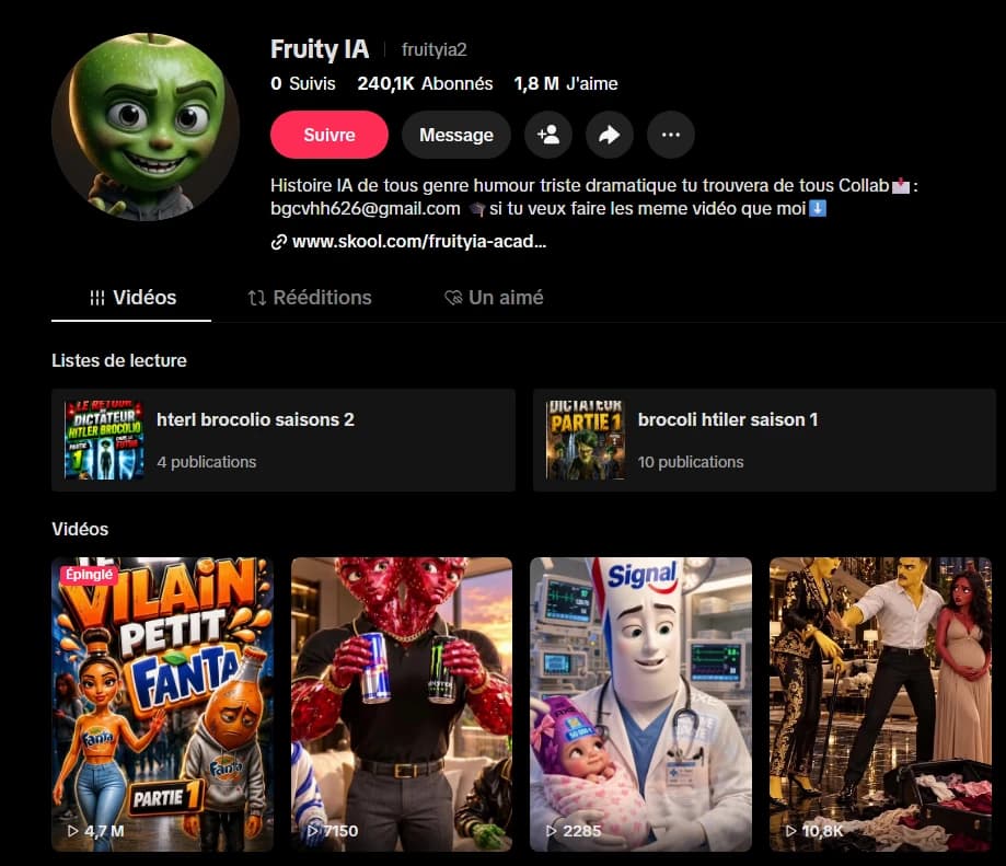 Profil TikTok @fruityia2 : 240,1 K abonnés, 1,8 M j'aime